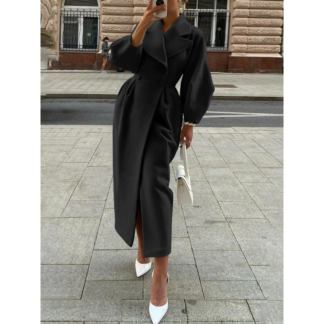 Elegante trench coat lungo monocolore da donna | Ideale per primavera e autunno
