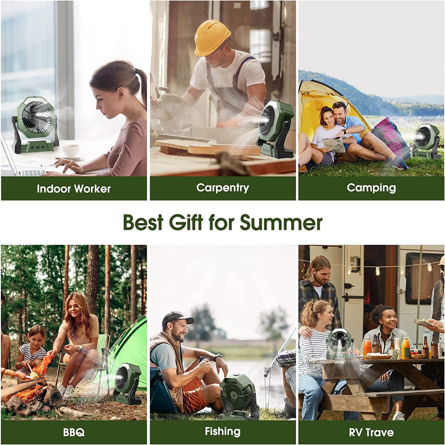 Portable mist fan, 8-inch 10000mAh rechargeable battery-powered fan
