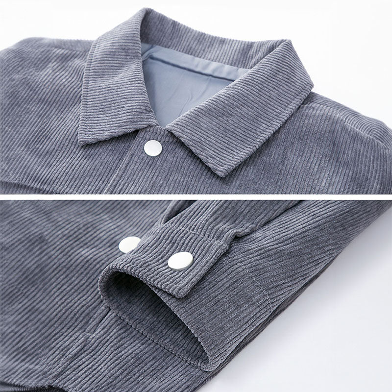 Kvalitná pánska prechodná bunda z klasického zamatového materiálu