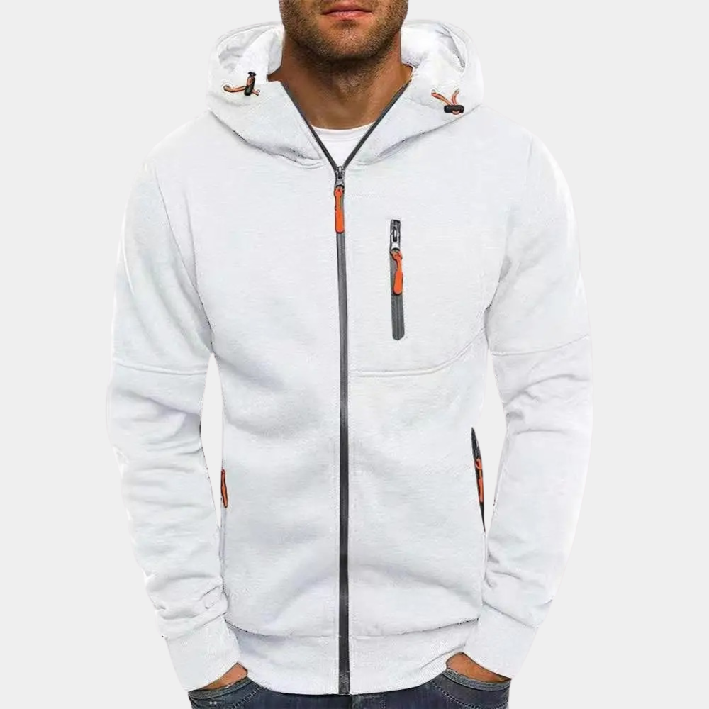 JACKS - Lightweight summer sweater with zipper and hood for men