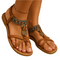 Sandalias boho de verano para mujer con tiras de perlas y tira en el talón.