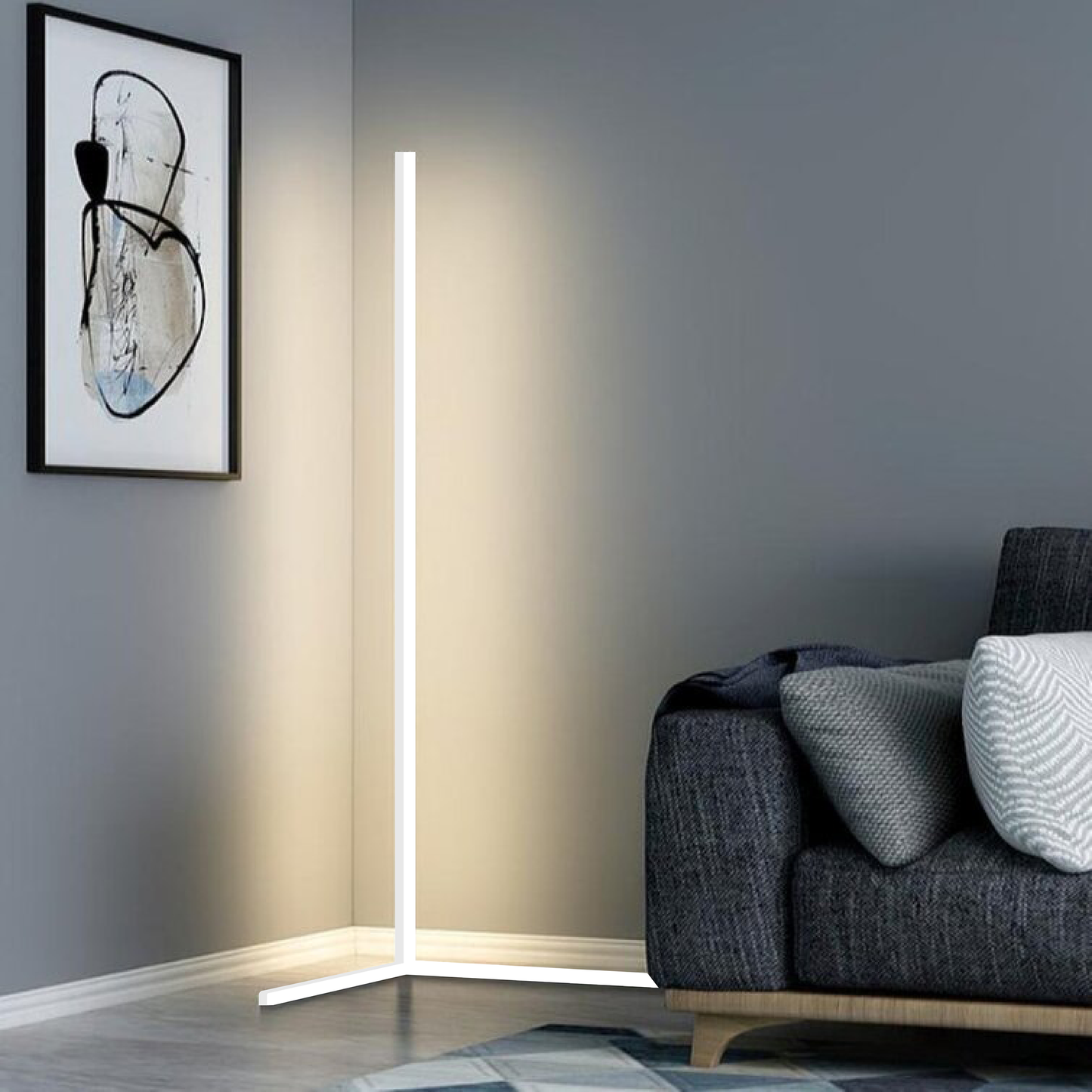 Schlanke LED-Eckleuchte | Einstellbare Helligkeit für Wohnzimmer oder Schlafzimmer