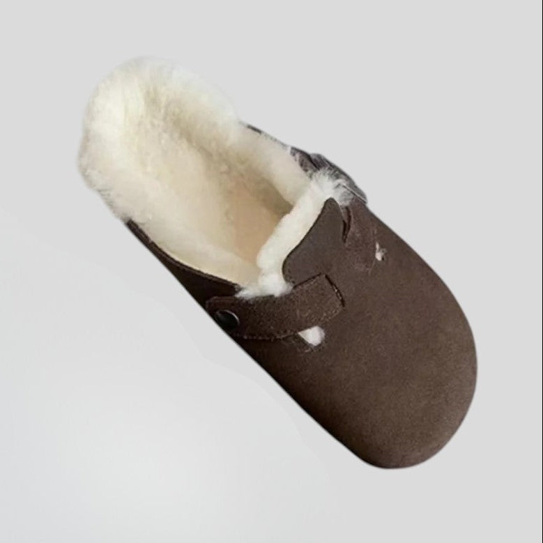 Zapatillas de casa para mujer con forro de piel – Pantuflas con hebilla – Cómodas