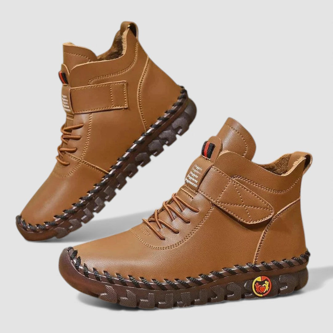 Damen Schnürstiefel mit Klettverschluss - Rutschfeste Schnürstiefel - Hoher Schaft