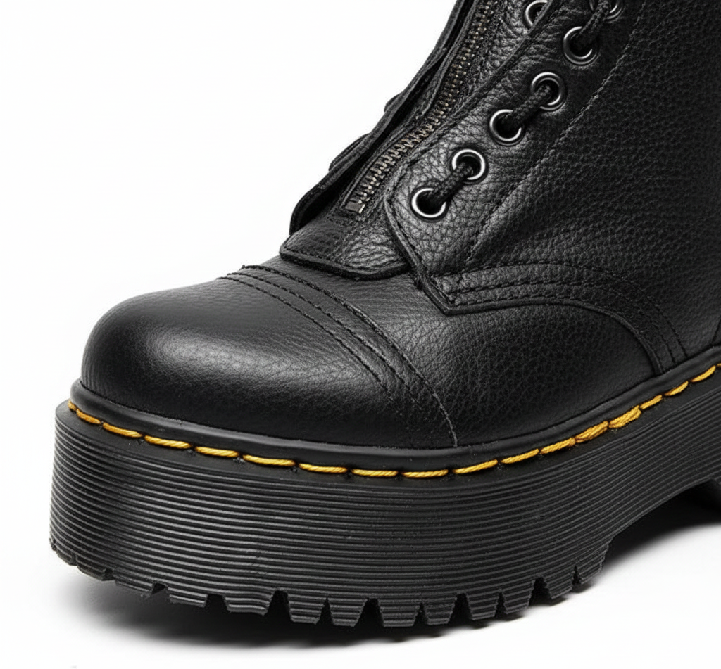 Stivali con plateau in pelle da donna