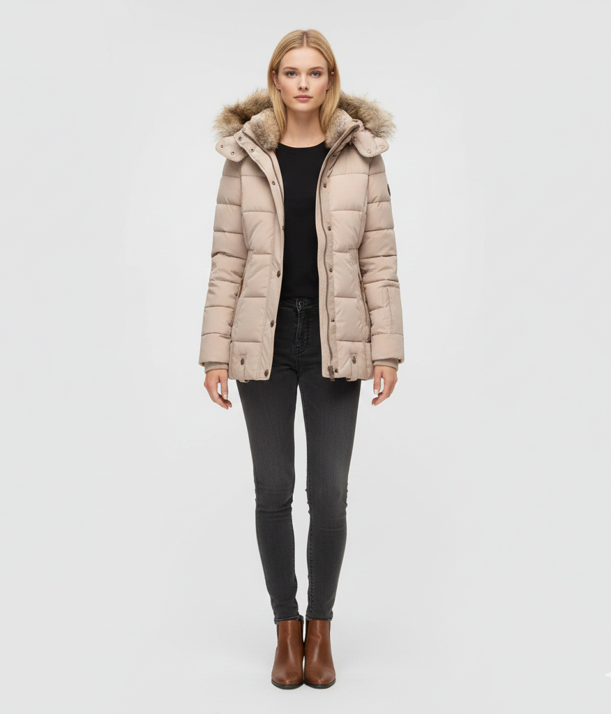 Chaqueta de invierno acolchada con capucha para mujer