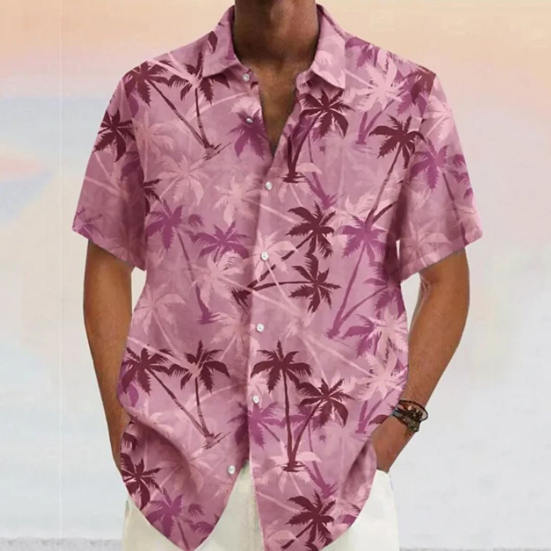 Vicente - Camicia leggera con stampa di noci di cocco