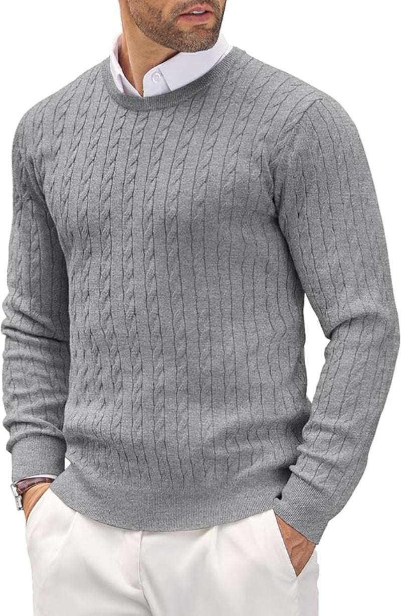 Maglione a maglia fine da uomo con scollo rotondo e vestibilità aderente