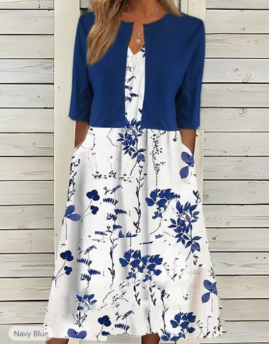 Almuth - Abito midi a due pezzi con stampa floreale