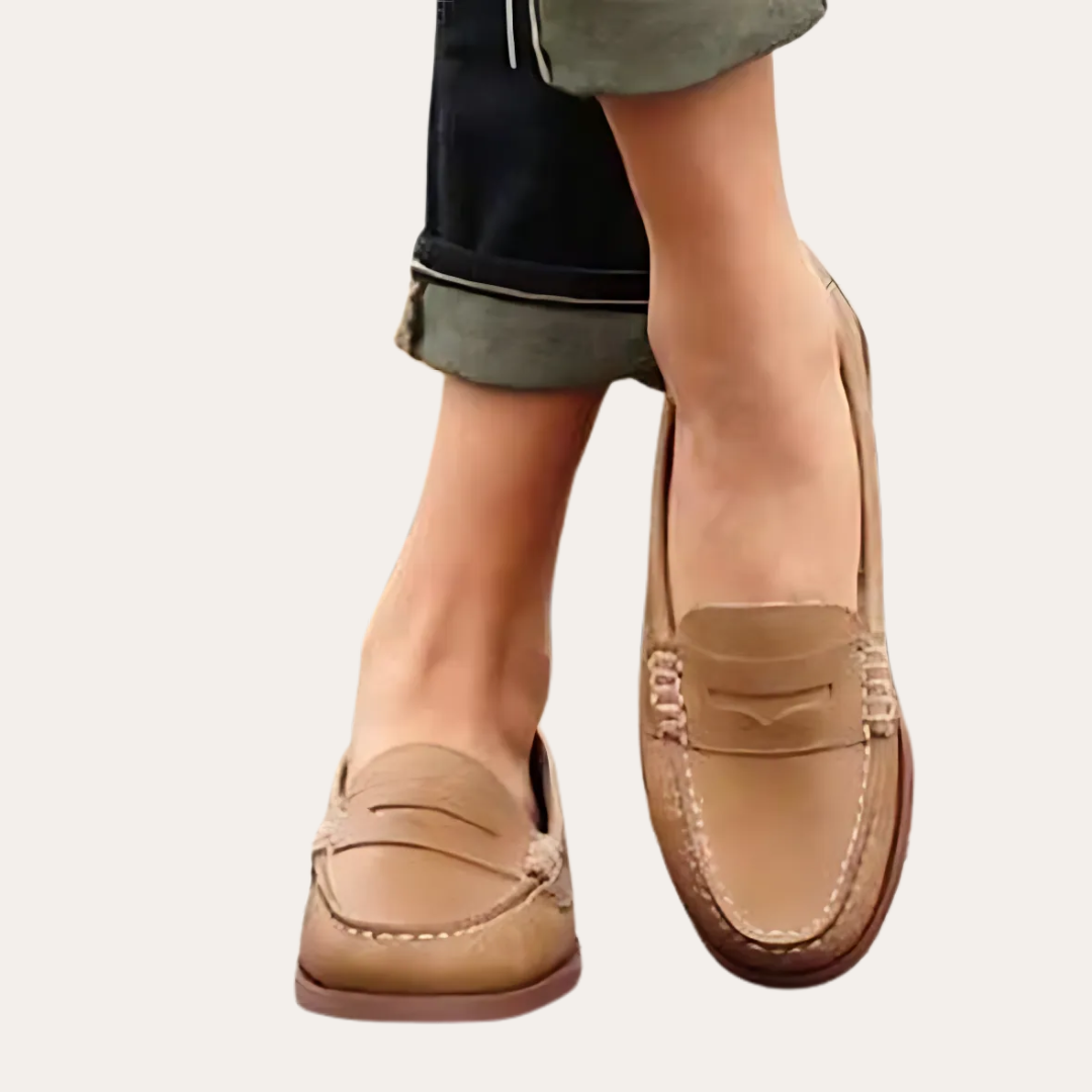 Mocasines de cuero ortopédicos para mujer, zapatos cómodos