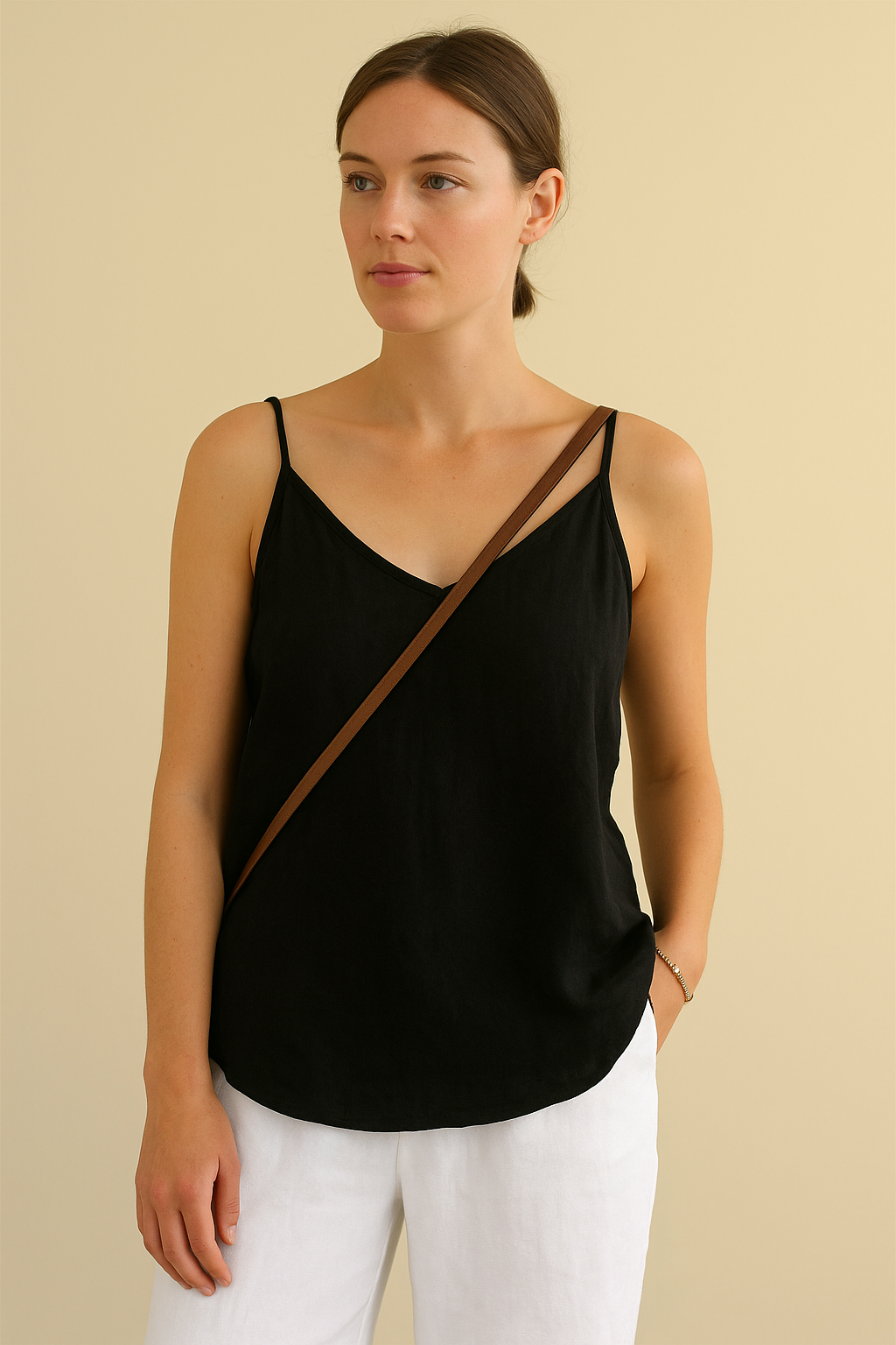 Sleeveless Women's Summer Top - V-Neck Linen Style with Lightweight Feel