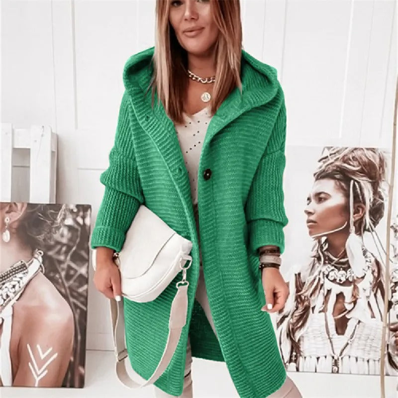 Elegante Damenstrickjacke mit Capuchon - Kasjmier Look