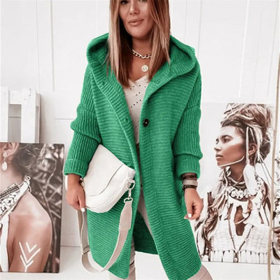 Elegante Damenstrickjacke mit Capuchon - Kasjmier Look