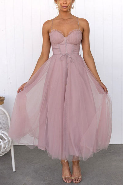 Modernes trägerloses Chiffonkleid - Embla