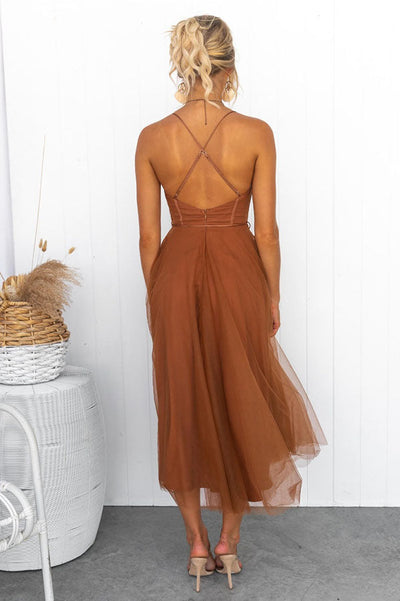 Modernes trägerloses Chiffonkleid - Embla