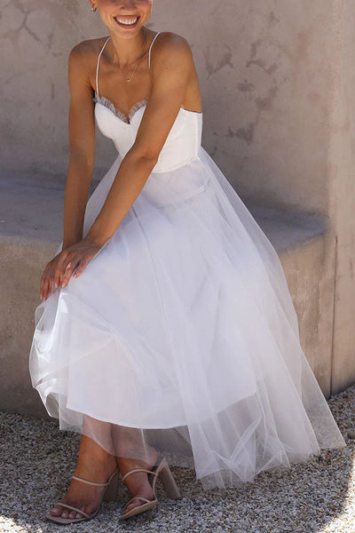 Modernes trägerloses Chiffonkleid - Embla