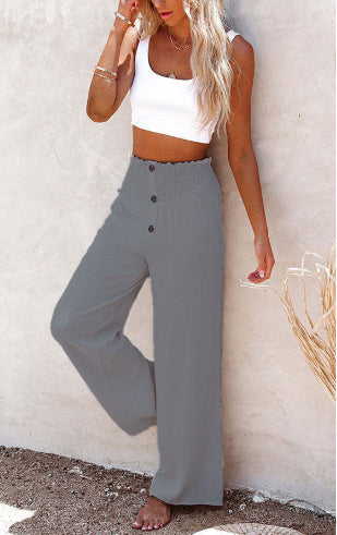 Carly - Hochtaillierte, lockere Hose mit weitem Bein