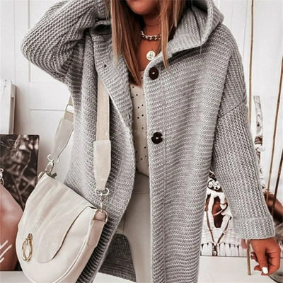 Elegante Damenstrickjacke mit Capuchon - Kasjmier Look