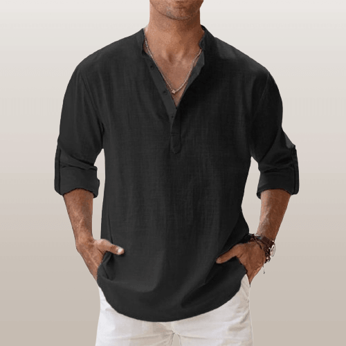 Vestibilità comoda – Henley in lino da uomo