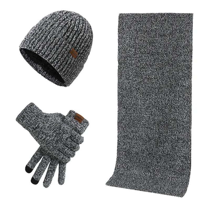 Ensemble d'hiver décontracté avec bonnet, écharpe et gants pour hommes