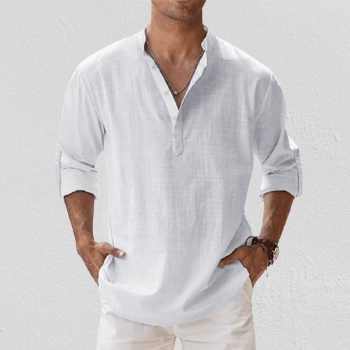 Vestibilità comoda – Henley in lino da uomo