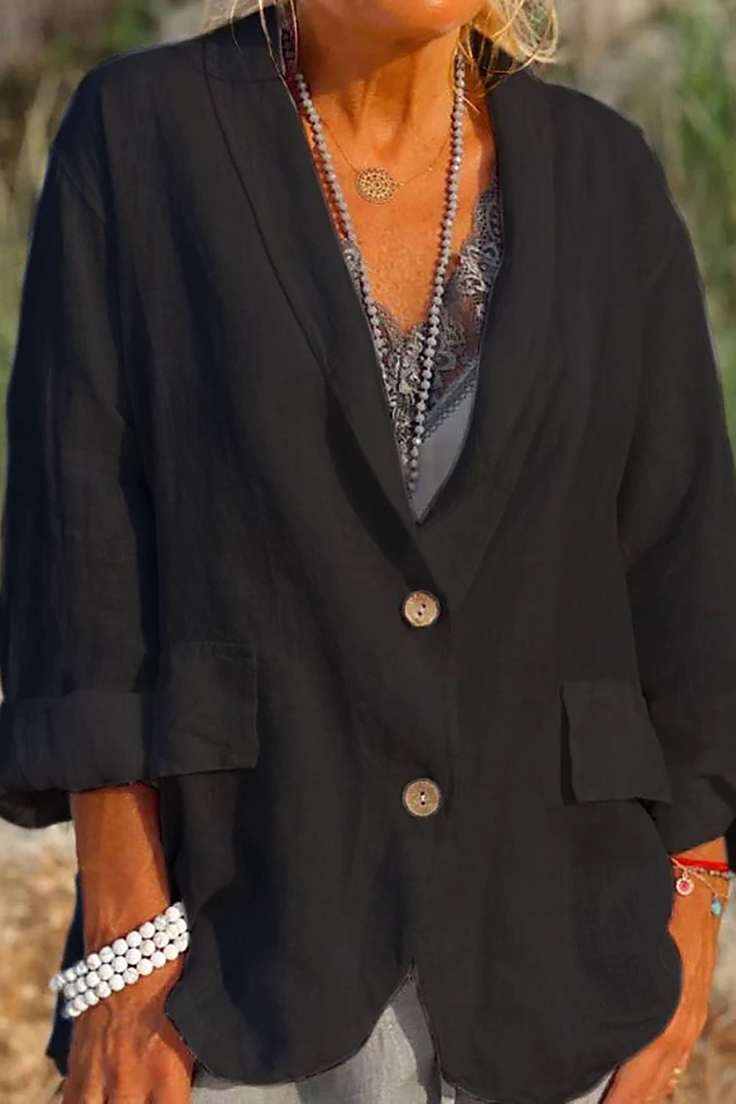 Veste légère en lin avec fermeture à boutons - Marita