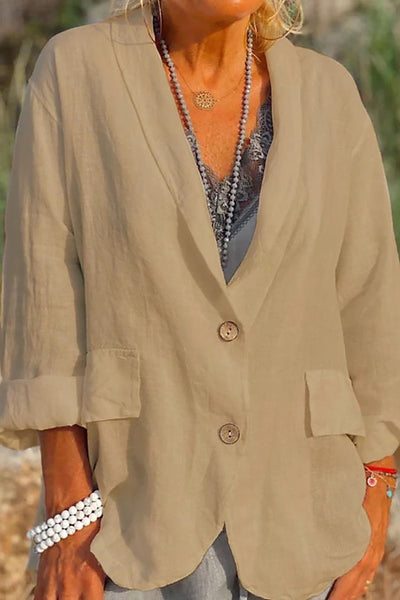 Luftige Leinenjacke mit Knopfverschluss - Marita