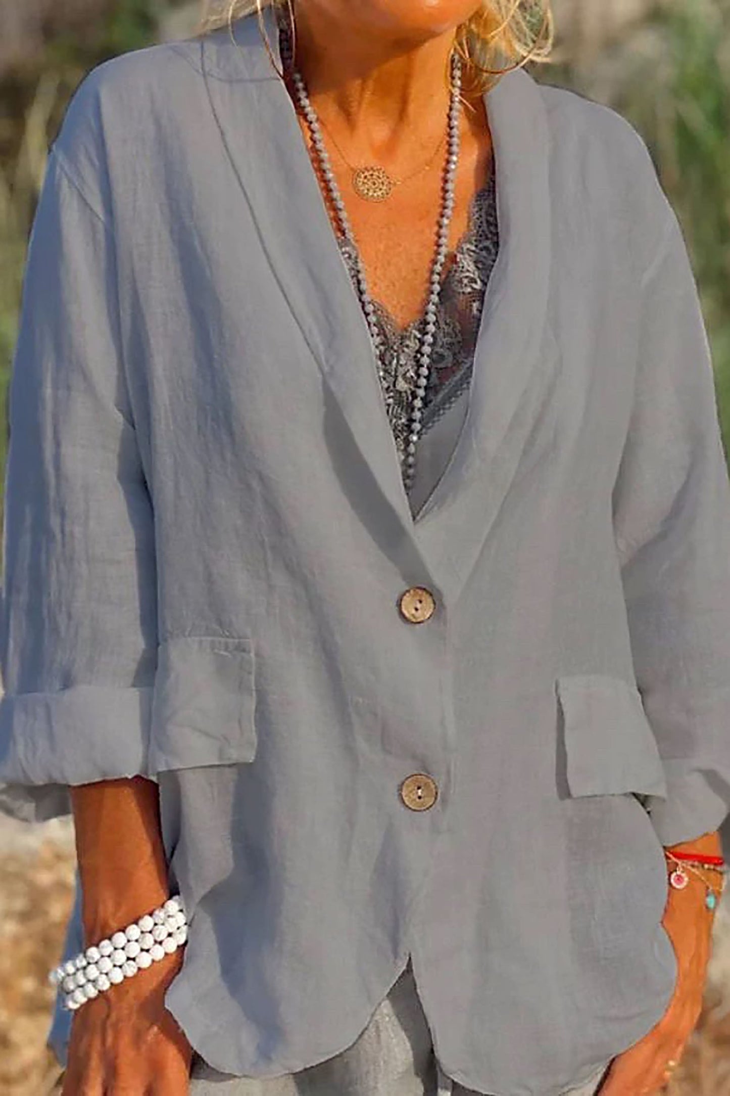 Veste légère en lin avec fermeture à boutons - Marita