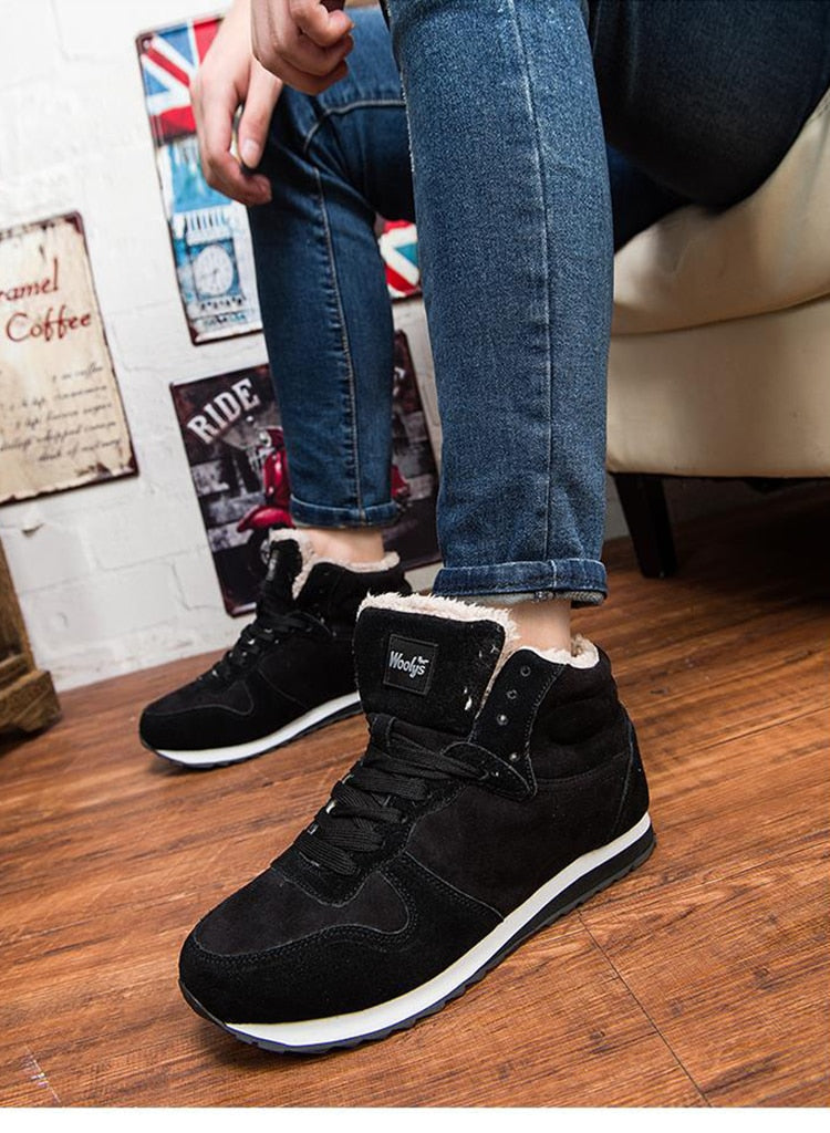 Chaussures d'hiver décontractées pour hommes - Baskets montantes avec doublure en fourrure