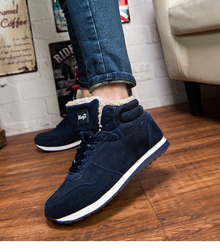 Chaussures d'hiver décontractées pour hommes - Baskets montantes avec doublure en fourrure