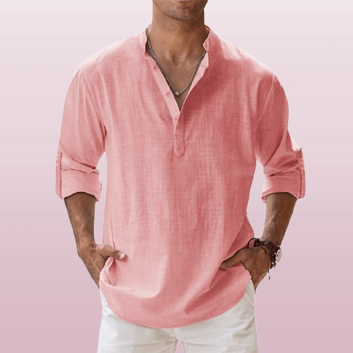Vestibilità comoda – Henley in lino da uomo