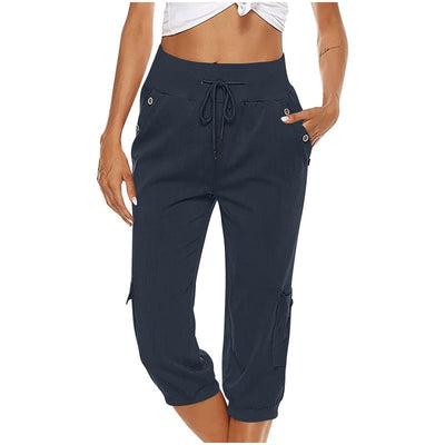 Juliet - Gekürzte Hose aus Baumwolle und Leinen mit Cargo-Taschen