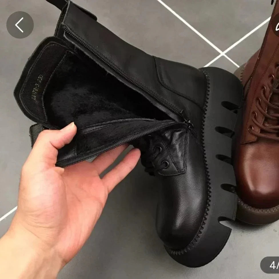 Stivali in pile ortopedici con suole spesse in stile vintage