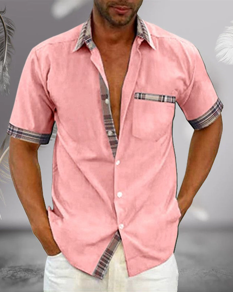 Herren Kurzarmhemd - Slim Fit Sommerhemd aus atmungsaktiver Baumwolle für Arbeit und Freizeit