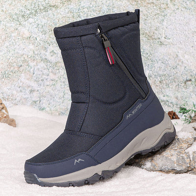 Botas de invierno para mujer con cremallera lateral: botas de nieve impermeables, antideslizantes y duraderas con forro cálido.