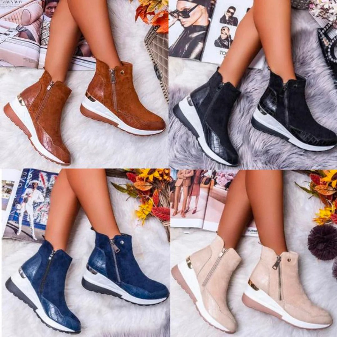 Orthopädische halbhohe Lederstiefeletten für Frauen | Lisa