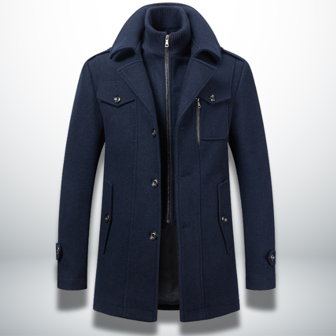 Men's Smart-Casual Coat with Button Closure