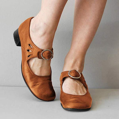 Anika - Orthopädische Vintage-Schuhe mit runder Nase