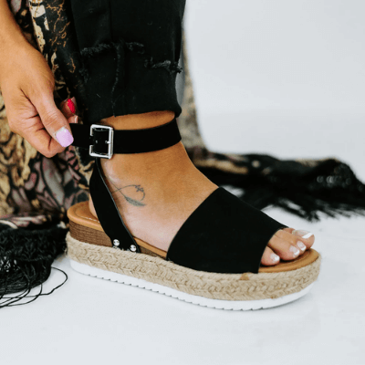 Damen Sommersandalen | Plateausandale | Verstellbarer Riemen
