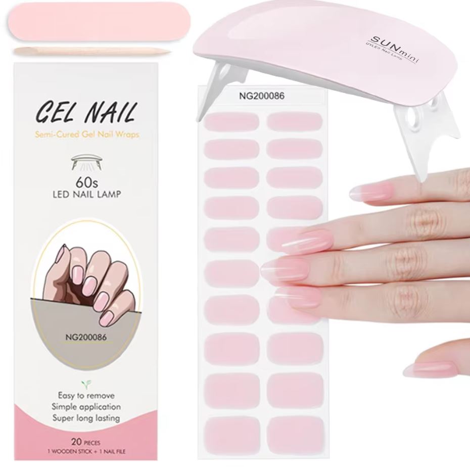 Juego de pegatinas para uñas de gel con lámpara UV