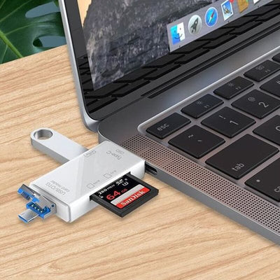 SnapBit | Lector de tarjetas de memoria multifunción: transferencia rápida de datos para teléfonos móviles y portátiles