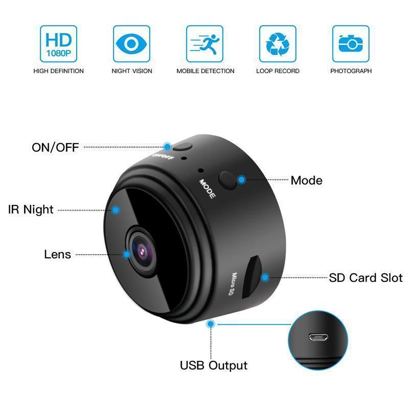 MiniVision | 1080p Magnetische WiFi Mini Kamera - Tragbare HD Sicherheitskamera mit Nachtsicht