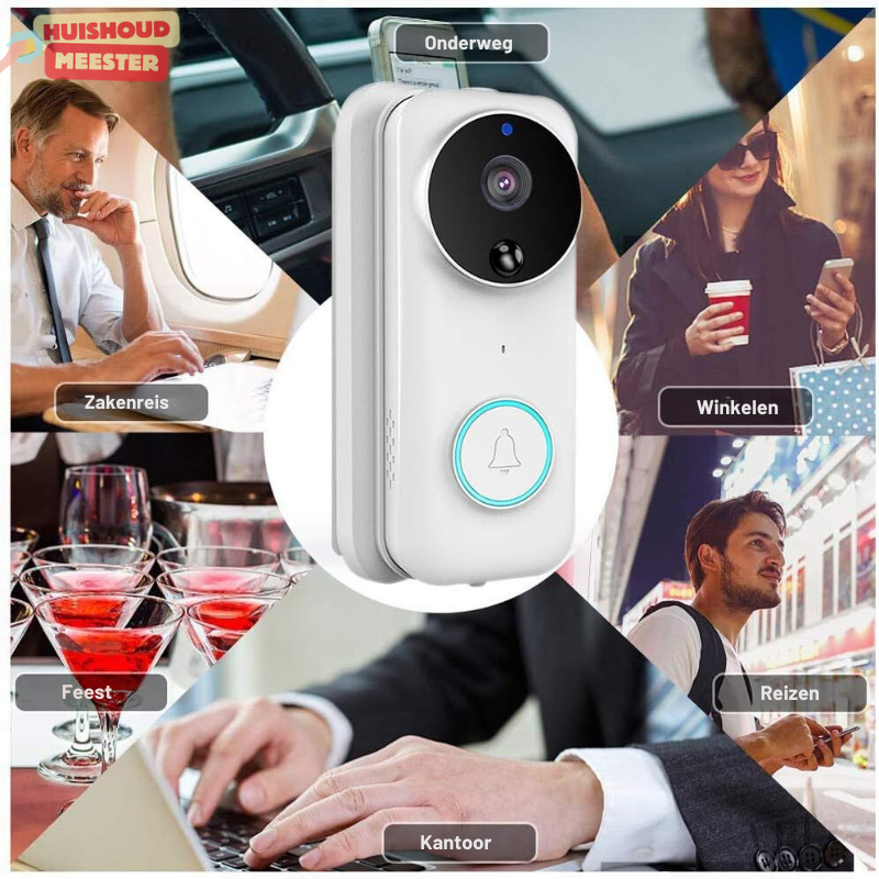 Timbre inteligente WiFi con cámara y alarma - Seguridad en HD - Diseño blanco
