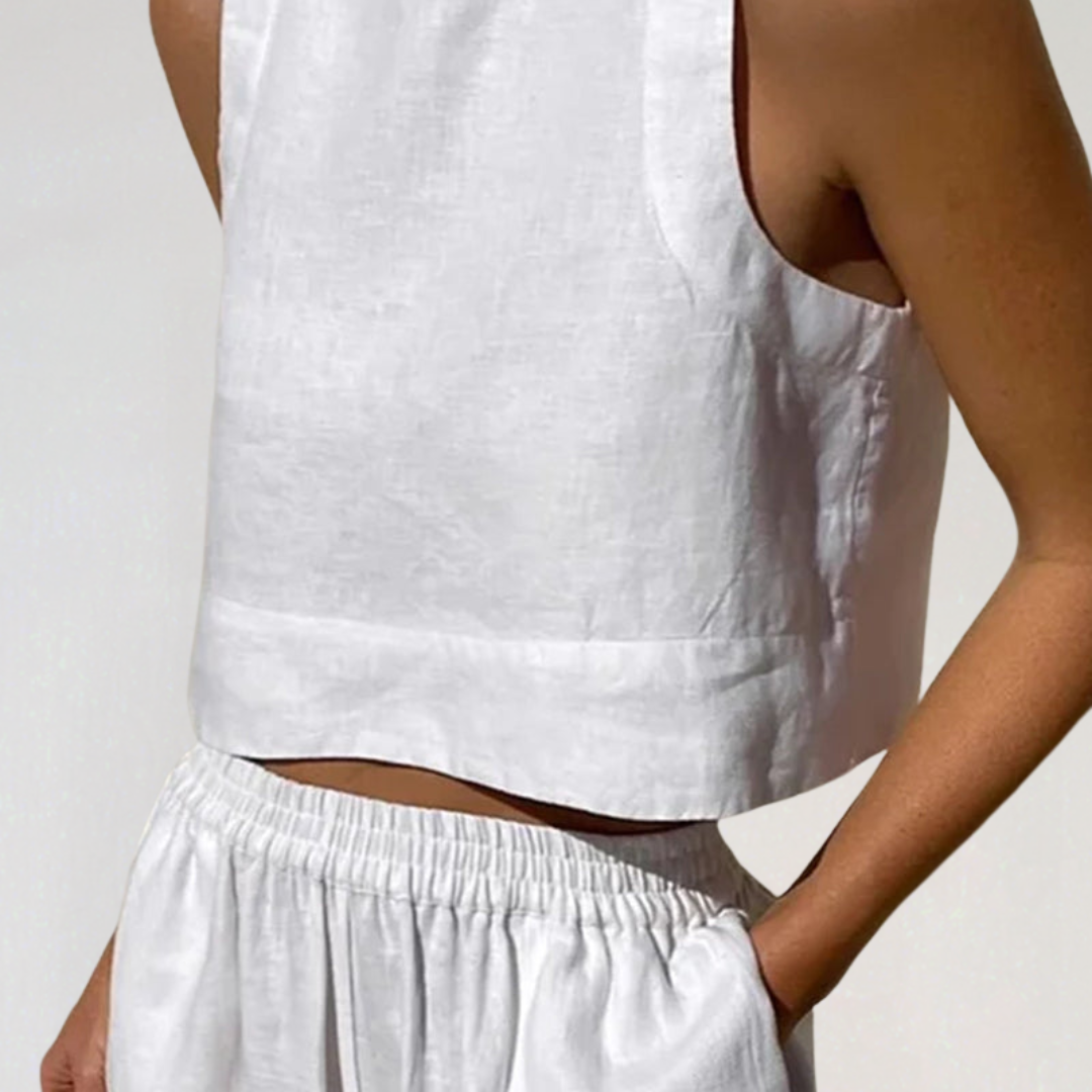 Ensemble d'été en lin pour femmes, tenue de détente