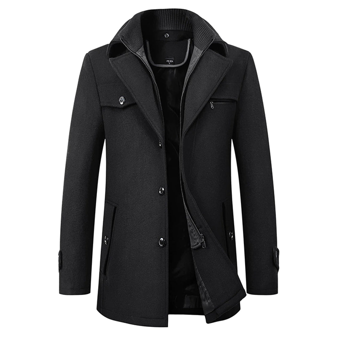 Abrigo de hombre slim fit abrigo largo con cuello alto | Abrigo de invierno elegante y cálido