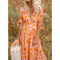 Boho-Kleid mit V-Ausschnitt und geknoteten Ärmeln | Maxi