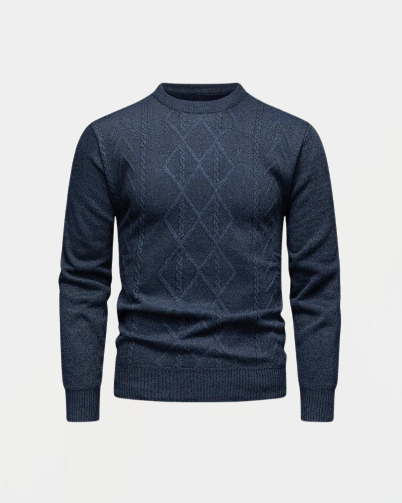 Herren Strickpullover mit rundem Ausschnitt und Diamantmuster