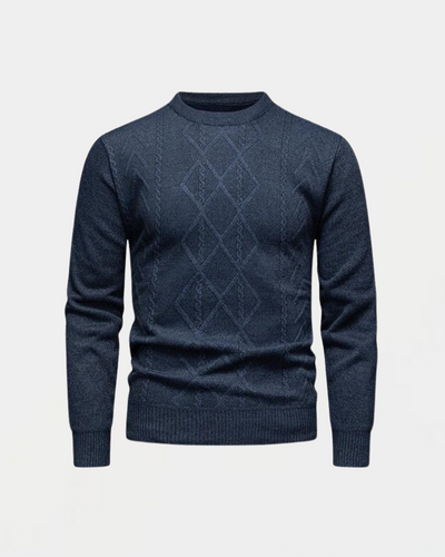 Herren Strickpullover mit rundem Ausschnitt und Diamantmuster
