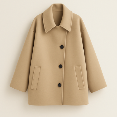 Damen Wollmantel mit Knöpfen