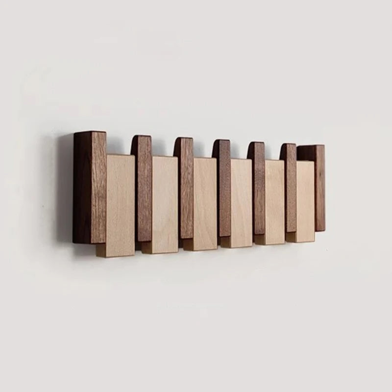 Wandgarderobe aus Holz - Handgefertigter Piano-Garderobenständer mit Klapphaken